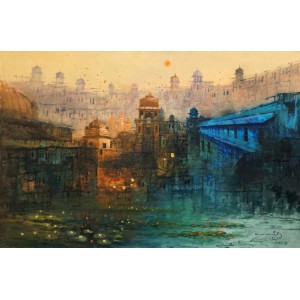 A. Q. Arif, 36 x 24 Inch, Oil on Canvas, Citysscape Painting, AC-AQ-333